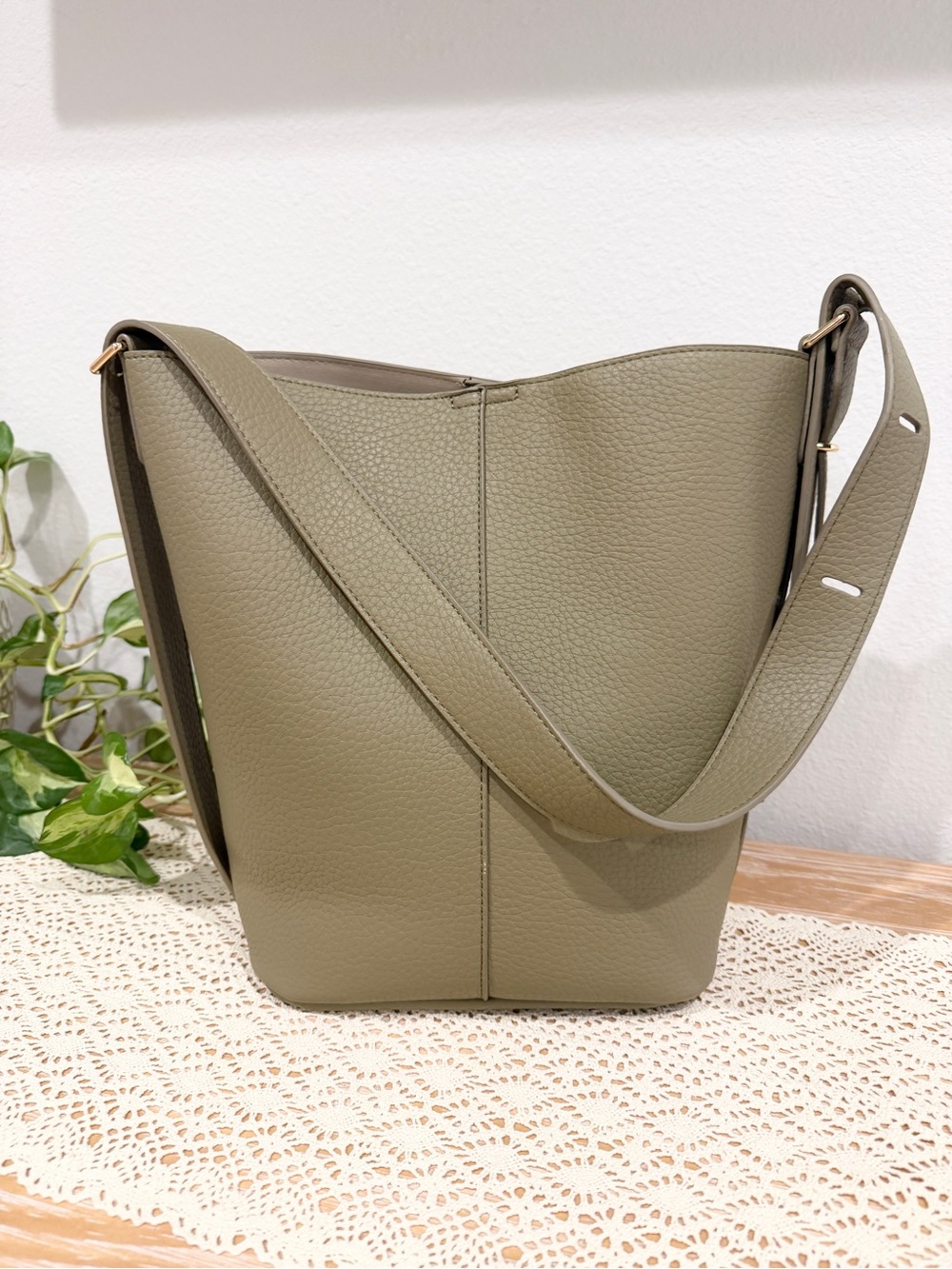 Olive Green Bucket Shoulder Bag - Rachel Zoe